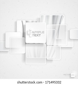 White Square Element On Stripes Background. Vector Illustration. Eps 10.