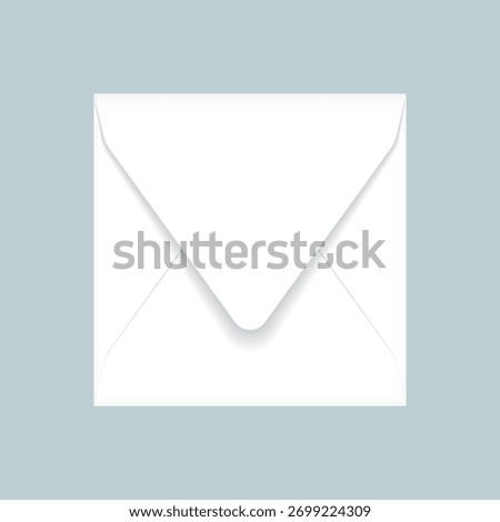 White square envelope mockup template. Euro flap luxury mailing slightly open envelope for wedding, invitations, graduation, birthday, party and more. Vector illustration.