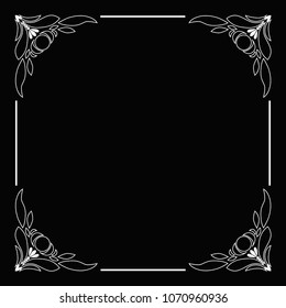 White square frame with angular floral ornament.