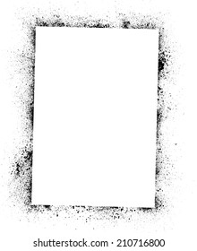 White square frame with black ink blots. eps10