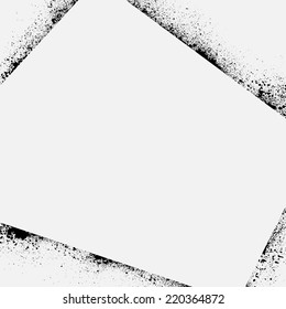 White square frame with black ink blots. eps10