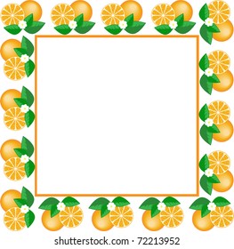 white square frame made of fruit and orange flower