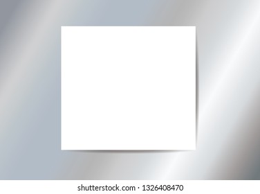 White square frame on metallic silver background, vector, illustration, EPS10