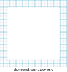 white square frame in plaid tartan trendy color pastel soft background, square frame for summer sale banner and advertising copy space, vintage square frame on pattern plaid colorful light (Vector)