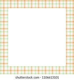 white square frame in plaid tartan trendy color pastel soft background, square frame for summer sale banner and advertising copy space, vintage square frame on pattern plaid colorful light (Vector)