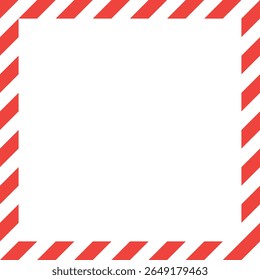 A white square is framed by a bold red and white diagonal striped border, creating a safety or warning design. The center space is left blank for customization.