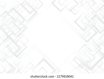 White Square Geometry Vector  Background. Style Ornament Pattern. Light Graphic Illustration. Gray Technology Frame.