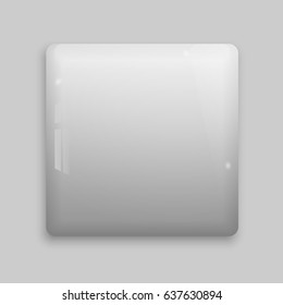 White Square Glossy Badge Or Button.