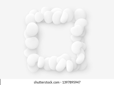 White square isolated background. Design elements of the liquid rounded plastic shapes, smooth sea stones, Flat Liquid splash bubble. 3d fluid objects. Modern abstract pattern organic substances