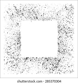 White square isolated on black ink blots. eps10
