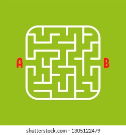 White square labyrinth. Kids worksheets. Activity page. Game puzzle for children. Find the path from a to b. Maze conundrum. Vector illustration