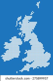 White square map of United Kingdom and Ireland. Vector illustration.