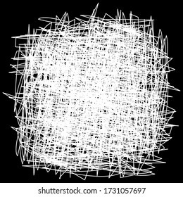 A white square on a black background drawn from many chaotic lines. Vector illustration. Stock Photo.