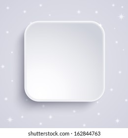 White square on a gray background with snowflakes and stars. Abstract design. Vector illustration for your design.