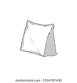 White square orthopedic, healthy spine technology pillow thin black line vector illustration in sketch style isolated on white background. Home textile for bedroom.