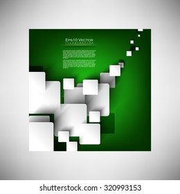 white square paper elements abstract design concept illustration on green background