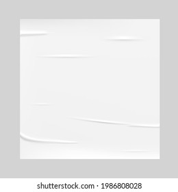 White square paper glued sticker. Vector mockup