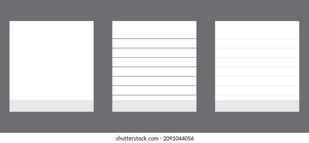 White square paper reminders 3d set. Vector illustration.