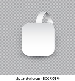 White square paper wobbler isolated on transparent background.
