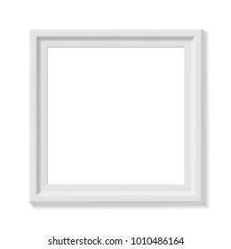 White square picture frame, isolated on white background. Vector illustration.