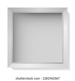 White square picture frame. Minimalistic detailed photo realistic frame. Graphic design element for scrapbooking, art work presentation, web, flyers, posters. Vector illustration. - Vector