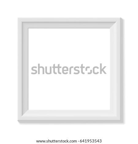 White square picture frame. Minimalistic detailed photo realistic frame. Graphic design element for scrapbooking, art work presentation, web, flyers, posters. Vector illustration.