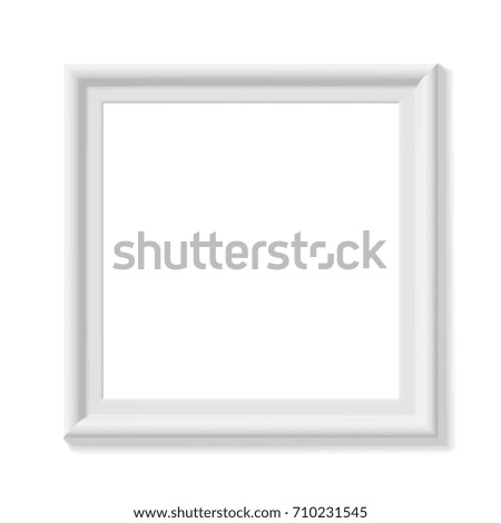 White square picture frame. Minimalistic detailed photo realistic frame. Graphic design element for scrapbooking, art work presentation, web, flyers, posters. Vector illustration.