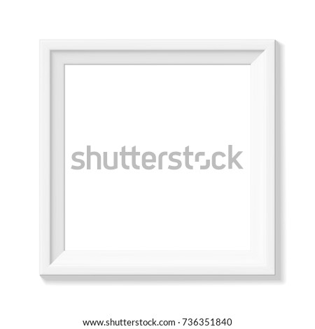 White square picture frame. Minimalistic detailed photo realistic frame. Graphic design element for scrapbooking, art work presentation, web, flyers, posters. Vector illustration.