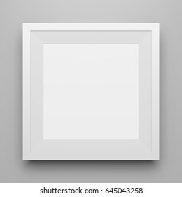 White Square Picture Frame Mockup With Shadow