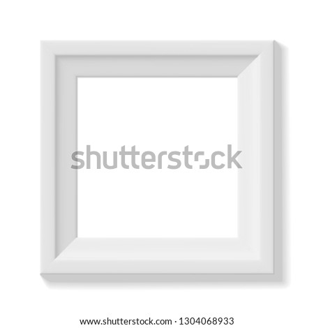 White square picture frame. Wide frame or small picture. Minimalistic photo realistic frame. Graphic design element for scrapbooking, art work presentation, web, flyers, posters. Vector illustration.