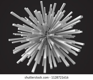 white square rods abstract. 3d style vector illustration