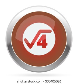 White Square Root icon on red web app button