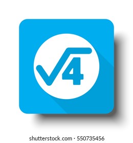 White Square Root icon on blue web button