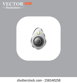 White square with rounded corners on a gray background. icon smartphone camera and flash, vector illustration, EPS 10