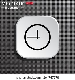 White square with rounded corners on the background metal or plastic structure. Shadow.  clock icon. Flat design style, vector illustration, EPS 10 