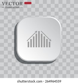 White square with rounded corners on the gray background of a chessboard. Shadow.  Icon chart with arrows, vector illustration, EPS 10