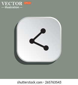 White square with rounded corners on a green background with shadow.  web icon share vector illustration, EPS 10