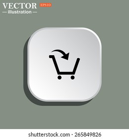 White square with rounded corners on a green background with shadow.  put in shopping cart , vector illustration, EPS 10