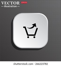 White square with rounded corners on the background metal or plastic structure. Shadow.  remove from the shopping cart, vector illustration, EPS 10