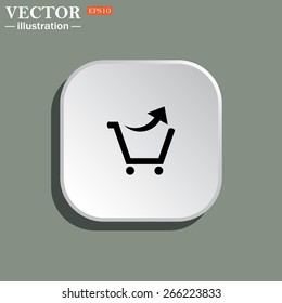 White square with rounded corners on a green background with shadow.  remove from the shopping cart, vector illustration, EPS 10