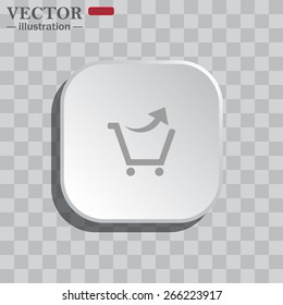 White square with rounded corners on the gray background of a chessboard. Shadow.  remove from the shopping cart, vector illustration, EPS 10