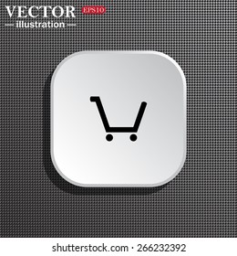 White square with rounded corners on the background metal or plastic structure. Shadow.  put in shopping cart , vector illustration, EPS 10
