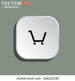 White square with rounded corners on a green background with shadow.  put in shopping cart , vector illustration, EPS 10