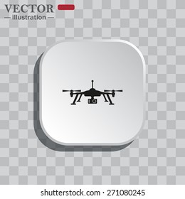 White square with rounded corners on the gray background of a chessboard. Shadow. Quadrocopter. icon. vector design