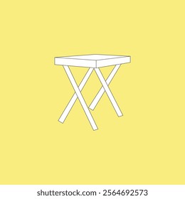 White square side table vector illustration on yellow background. Kitchen, living room furniture