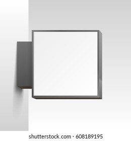 White square signboard on white background. Vector illustration