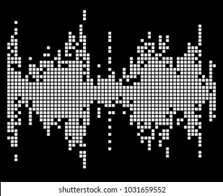 white square sound music wave equalizer silhouette  isolated on black background
