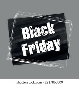 White square vector frame with black brushstroke and Black Friday inscription inside