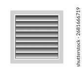 White Square Wall Air Vent Louver Grille With Horizontal Slats Vector Illustration