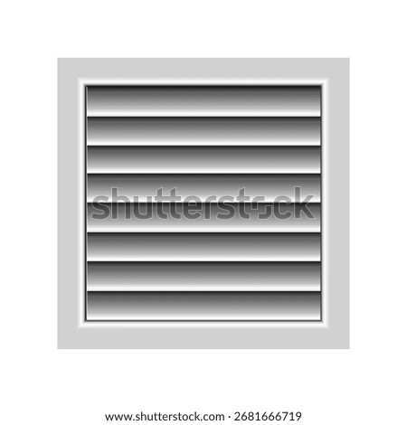 White Square Wall Air Vent Louver Grille With Horizontal Slats Vector Illustration
